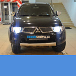 Установка би-ксеноновых линз в Mitsubishi L200 2012 год Koito Q5 3"