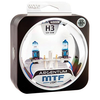 Галогенные лампы H3 MTF Argentum +80% 4000К