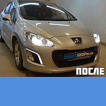 Установка би-ксеноновых линз KOITO Q5 и комплекта ксенона в Peugeot 308