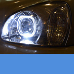 Hyundai Santa Fe - Установка линз и ангельских глазок