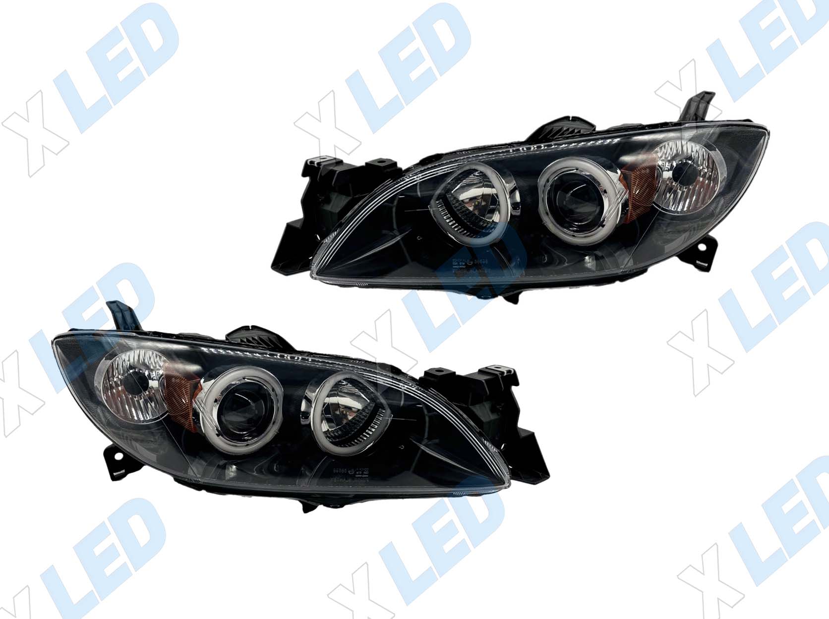 Комплект фар Mazda 3 BK (2004-2009) седан с bi-led линзами Х5 X-LED, подключение галоген