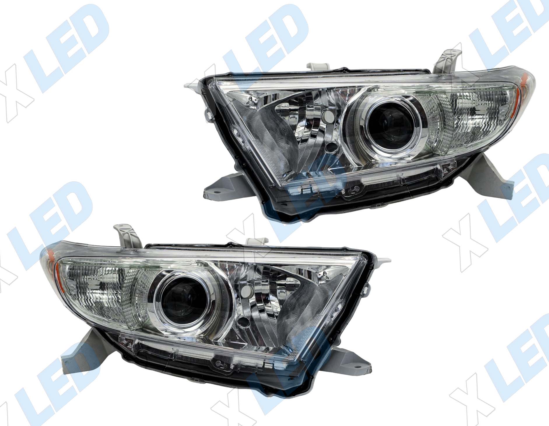 Комплект фар Toyota Highlander (2010-2013) с bi-led линзами Х5 X-LED, подключение галоген