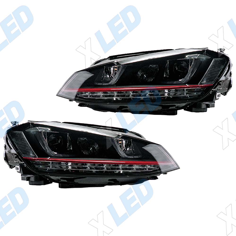 Комплект фар (тюнинг) Volkswagen Golf 7 (2012-2017) Red, линза галоген