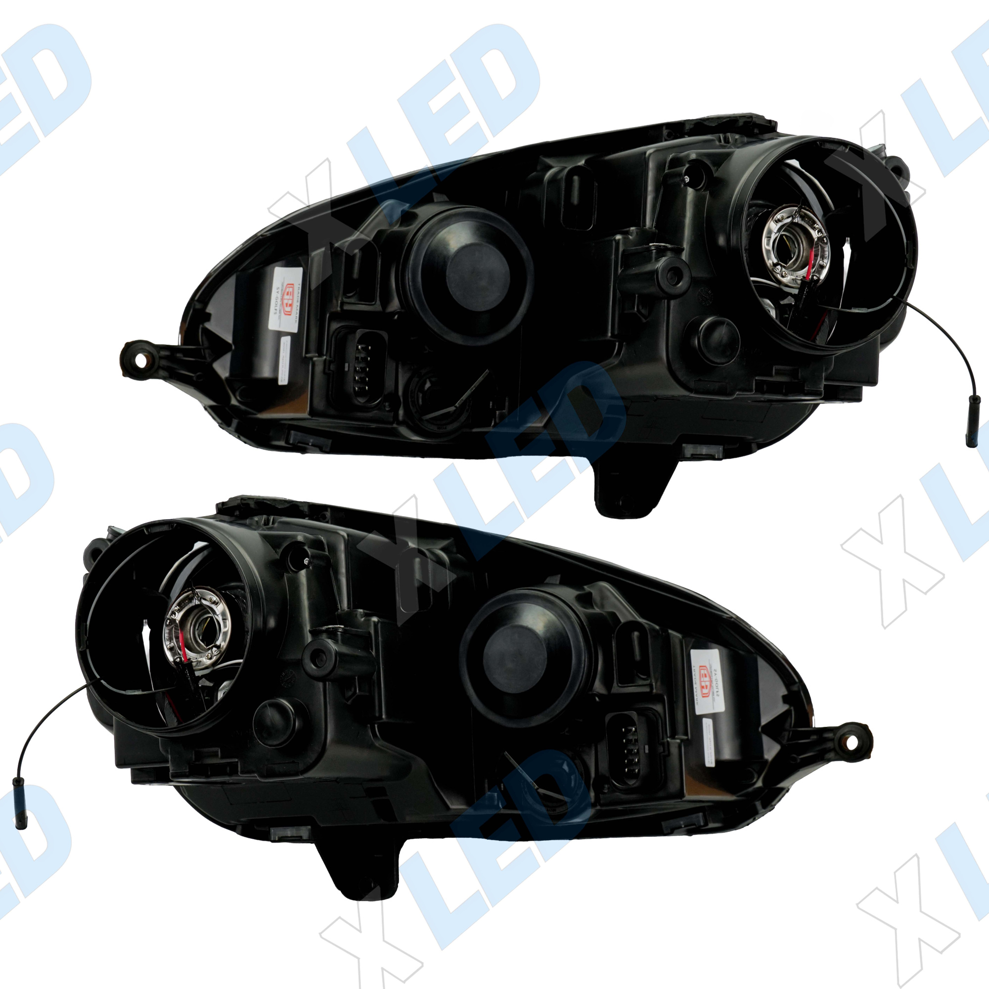 Комплект фар (тюнинг) Volkswagen Golf 5 (2003-2006) Black, линза галоген, 9Pin