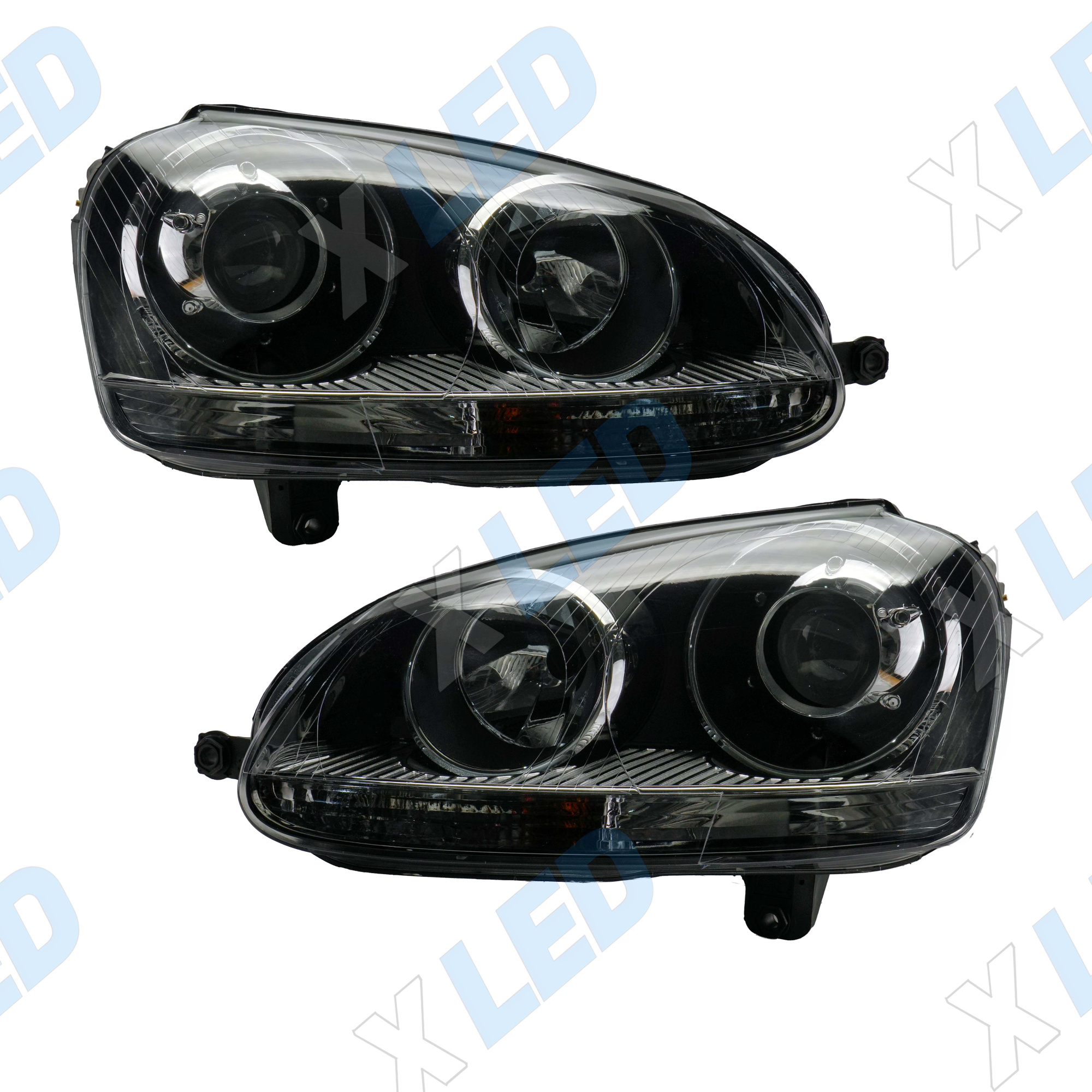 Комплект фар (тюнинг) Volkswagen Golf 5 (2003-2006) Chrome, линза галоген, 9Pin