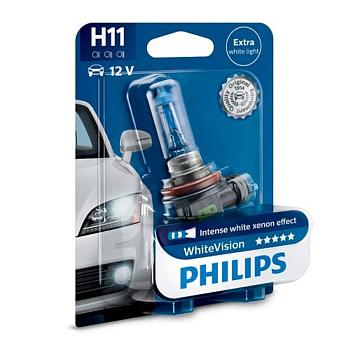 Галогенная лампа H11 Philips White Vision 12V 12362WHVB1